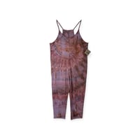 Image 1 of S/M Cotton Blend Knit Pocket Jumpsuit in Muted Warm Spiral Ice Dye