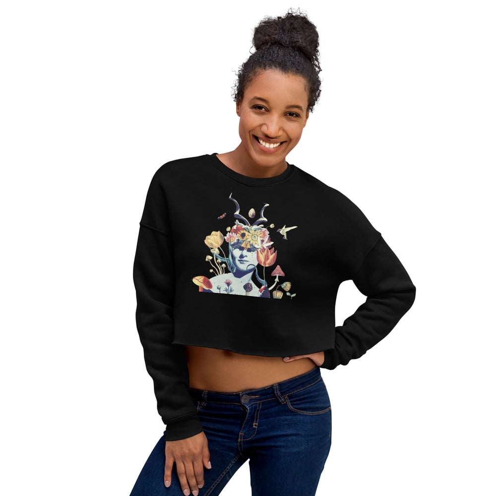 Image of She Dwells in the Garden of Earthy Delights - Fleece Crop Sweatshirt