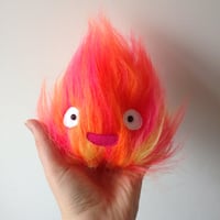 Image 2 of small happy calcifer plushie - howls moving castle - made to order