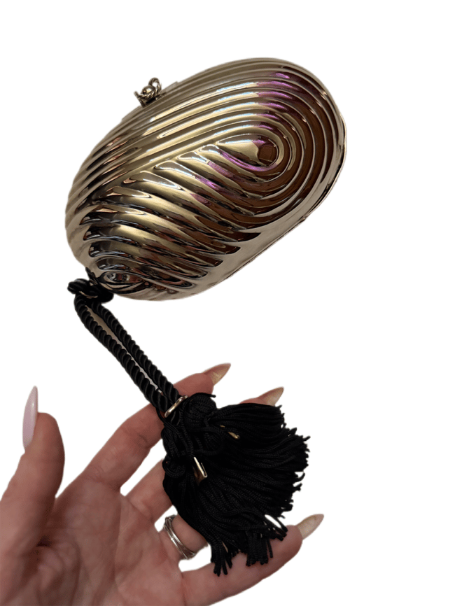 70s metallic purse w tassel