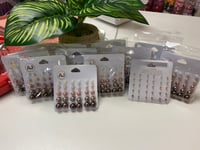 Image 1 of 12 sets of 15 PAIR MULTI COLOR PEARL STUD EARRINGS