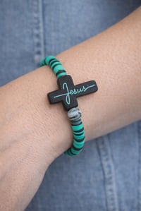 Image 2 of Jesus Cross Stretch Bracelet 