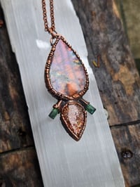 Image 2 of Electroformed labradorite, Sunstone and indicolite tourmaline necklace