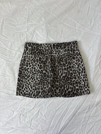 Image 3 of Leopard print denim skirt // 36