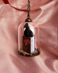 Image 2 of Edgar Allan Poe Raven Glass Dome Necklace