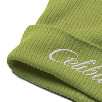 Image 4 of CELIBATE Embroidered White Logo Organic Cotton Ribbed Beanie (Unisex)