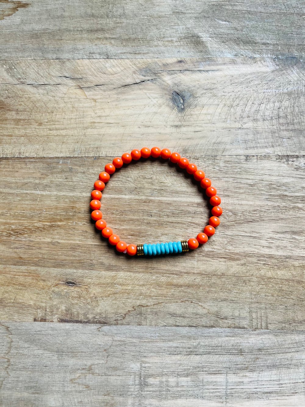 Image of Orange bracelet with turquoise 