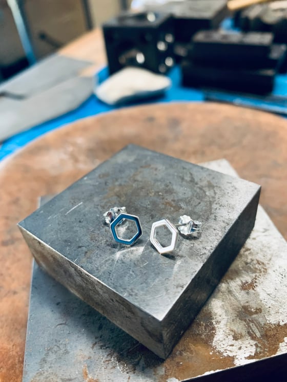 Image of Silver Hex Earrings