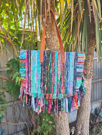 Image 10 of Frill Sari shoulder Bag / tote with leather straps