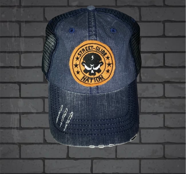 Street Glide Nation Felt patched Distressed trucker cap