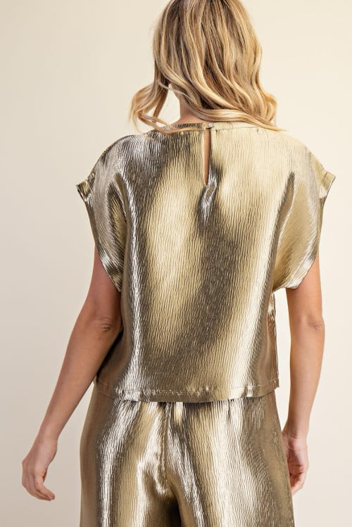 Image of Neck Band Short Sleeve Top- Gold