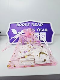 Image 6 of Books Read This Year Shelf Tracker – Hanging Mini Book Counter with Numbered Charms & Stand 