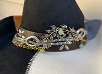 Image 4 of Black/Caramel/Gray/White Cowboy Hat Silver and Bronze Band