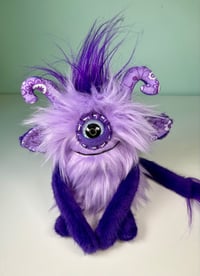 Image 1 of Happy Weighted Cyclops Monster w/ Tail -  Purple