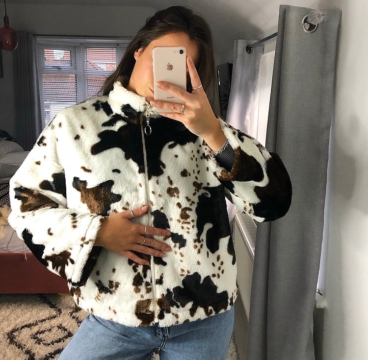 faux fur cow jacket