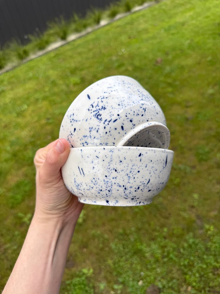 Image of Blue speckled bowl pair