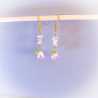 Image 2 of Rose Quartz & Flower Earrings 🌷