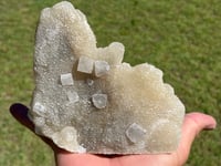 Image 3 of QR Code Fluorite On Druzy Quartz Matrix Specimen| Guizhou China #2943