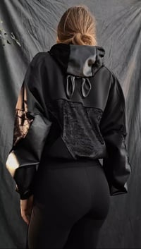 Image 2 of RAYA hoodie, black on black 