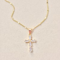 Image 1 of Frosty White Cross Necklace