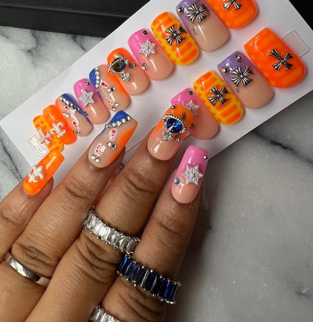 Image of October nails (Long square)  20 piece press on nail set