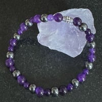 Image 1 of Amethyst & Hermatite gem bracelet 18cm