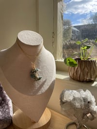 Image 1 of Gold Green Mountain Stone Moon Necklace
