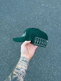 Image 5 of  PINK BRIM FOREST GREEN ANEHEIM ANGELS CUSTOM FITTED CAP