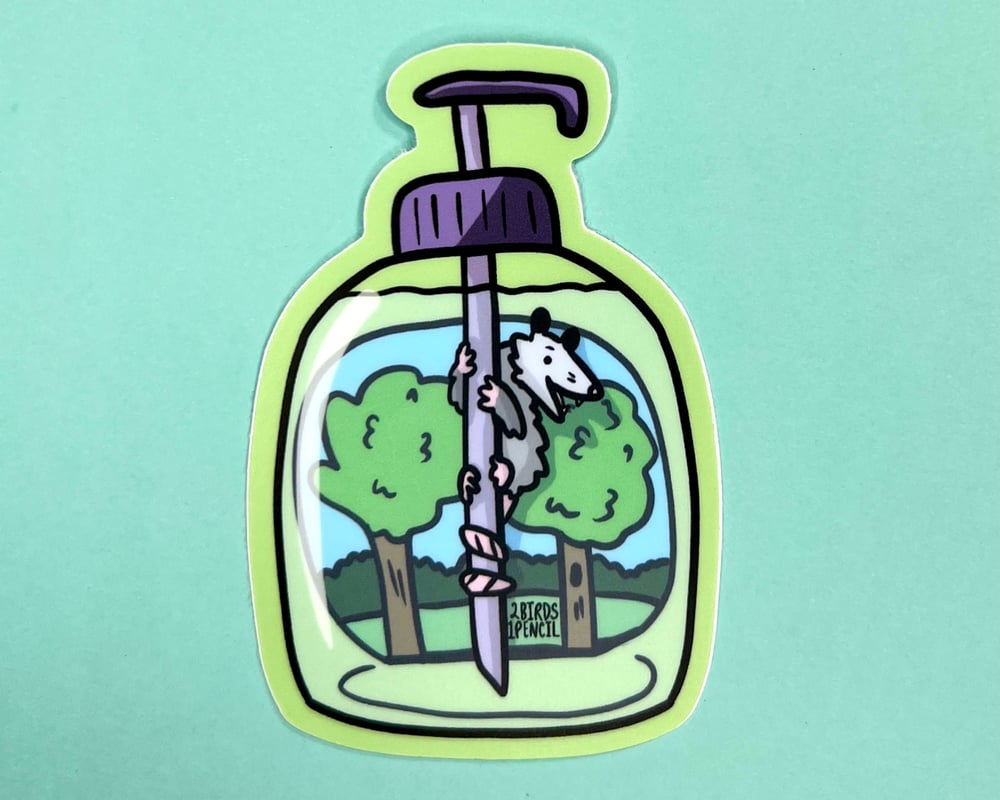 Image of Soap bottle possum vinyl sticker