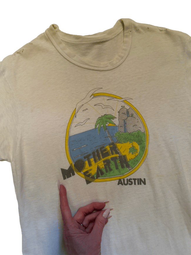 70s Morher Earth old Austin rock and roll club tshirt tee