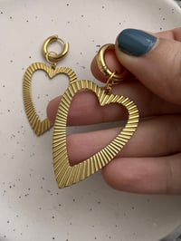 Image 9 of HEART BEAM EARRINGS ON MINI HOOP 