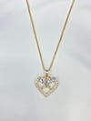 HEART OUTLINE DIAMOND BUTTERFLY NECKLACE
