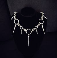 Image 1 of Gothic / metal / punk Necklace - Box chain, big rings, spikes