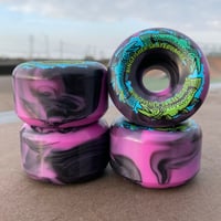 Black and Purple Swirl Triple Trout 56mm Skateboard Wheels
