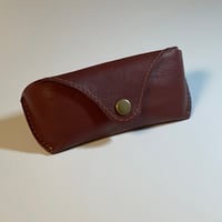 Image 2 of Sunglasses / Glasses Custom Case BMW Cardinal Red leather with brown houndstooth pattern. 