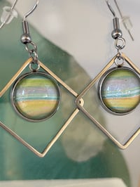 Image 1 of Fluid art diamond frame earrings