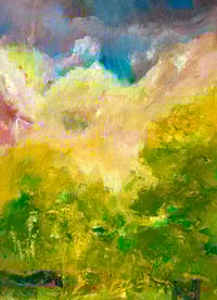 Image 1 of “Golden Hour Rainbow” acrylic on paper 9 x 12 inches 