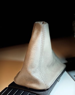 Image of Gray leather shift boot 