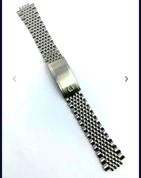 Image of Omega 20mm Silver colour rice bead strap / bracelet / band with curved buckle.
