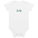 Image 1 of Organic cotton lucky embroidered baby bodysuit