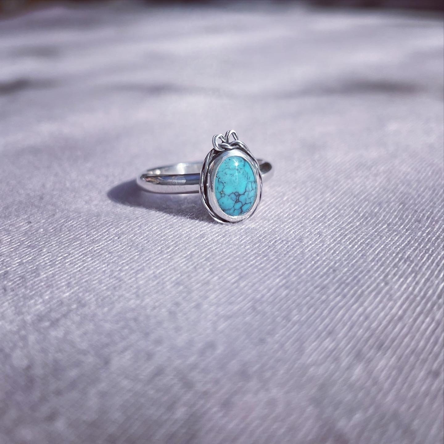 Image of Handmade Sterling Silver Kingman Turquoise Ring 
