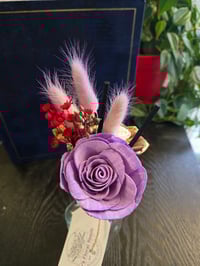 Image 1 of Purple Rose and Wooden Florals