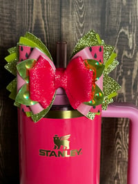 Image 1 of Sweet Summer Watermelon Tumbler Straw Bow