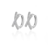 Image 1 of Serenity Cross Detailed Huggie Hoop Earrings