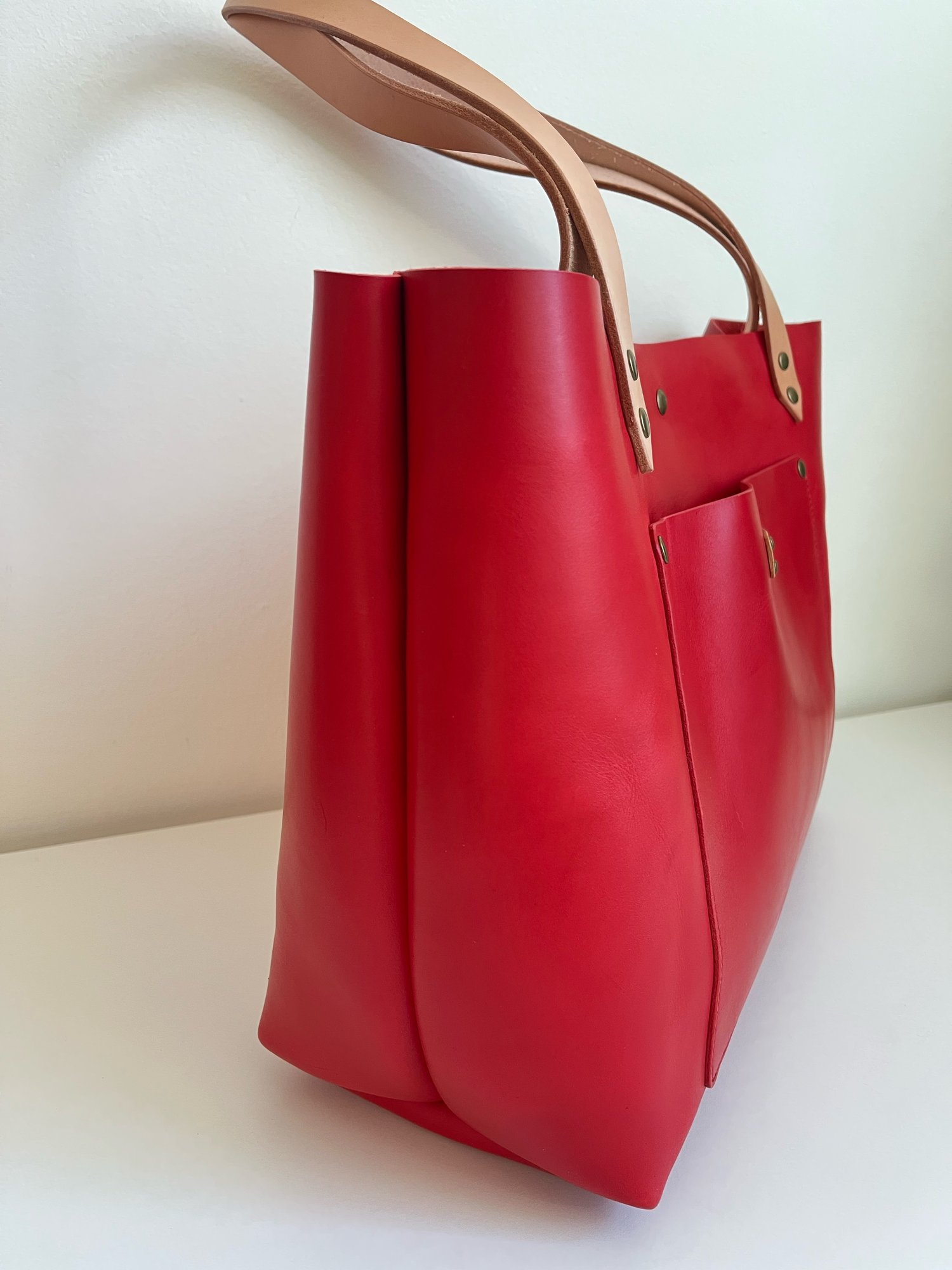 Image of Candy Apple Red Italian Vachetta Carry-all Tote