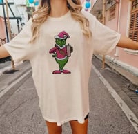 Pink Grinch Chenille iron on patch 