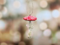 Image 1 of Spun Cotton Fairy Mushroom Ornament