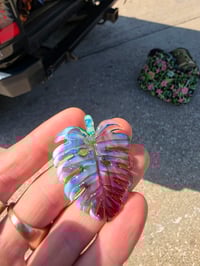 Image 2 of Purple fade variegated monstera leaf pendant 