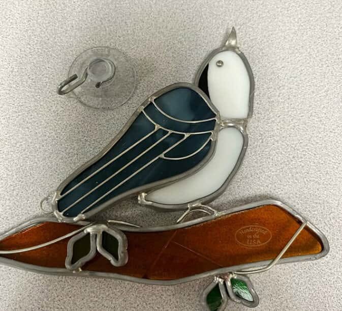 Image of Skylar’s foundation/ Blue bird Stainedglass suncatcher