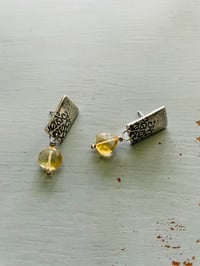 Image 1 of Citrine and Sterling Silver Medallion Post Earrings